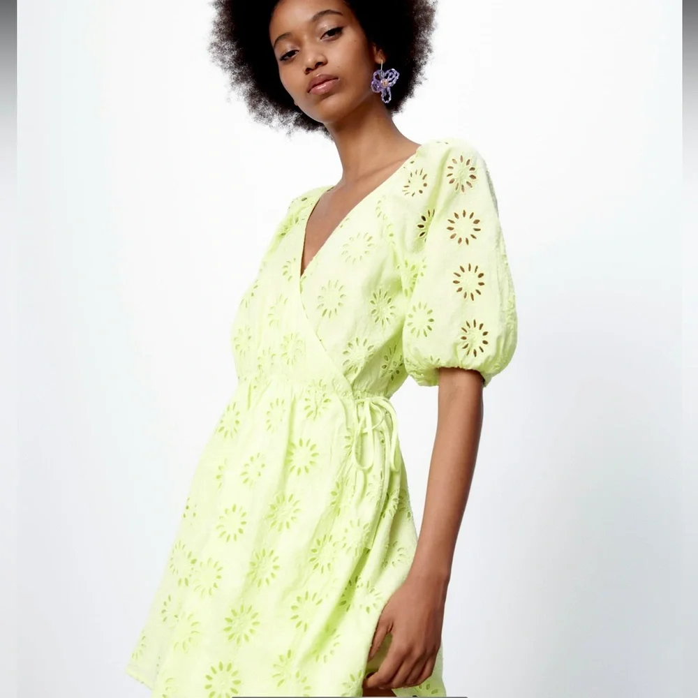 Zara openwork embroidered cotton summer dress - Picture 10 of 11